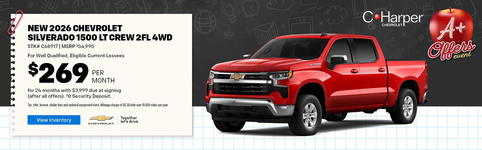 New 2026 Chevy Silverado 1500 LT Crew 2FL 4WD
