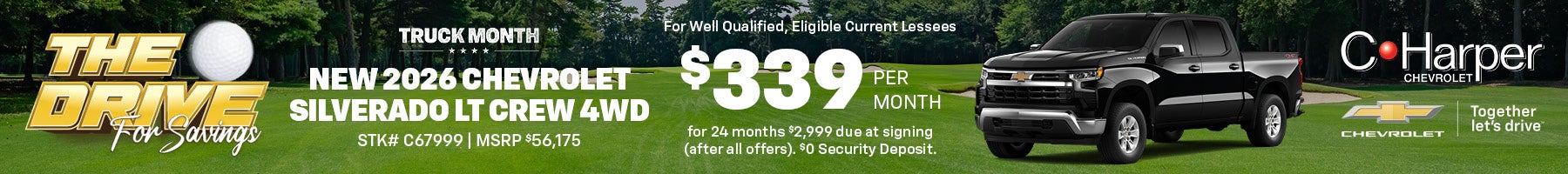 Lease a new 2026 Chevy Silverado 1500 for $339/mo