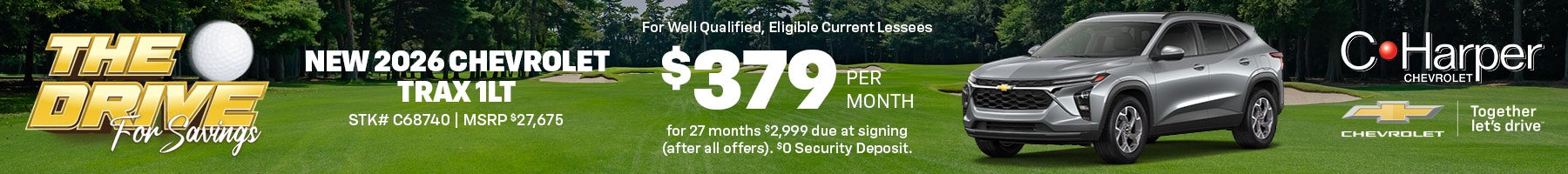 Lease a new 2026 Chevy Trax 1LT for $379/mo